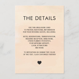 Apricot Watercolor Invitation Enclosure Card