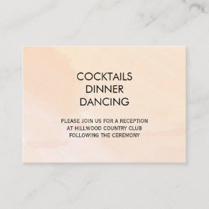 Apricot Watercolor Wedding Reception Card