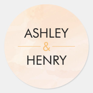 Apricot Watercolor Wedding Sticker, Peach Gift Tag