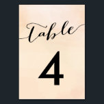 Apricot Watercolor Wedding Table Number Cards<br><div class="desc">Modern. Minimal. Delicate. This collection uses clean lines,  classic typefaces,  and a soft background texture to create an elegant look for your special day.</div>