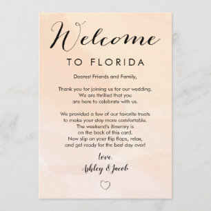 Apricot Wedding Welcome Letter & Itinerary Card