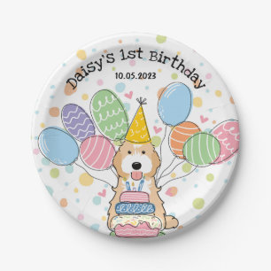Apricot White Cockapoo Cavapoo Dog Birthday  Paper Plate