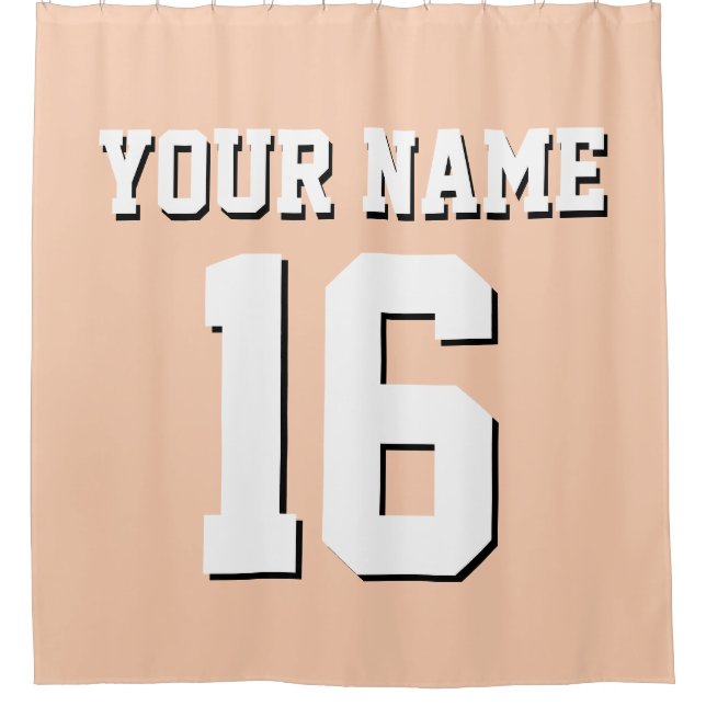 Apricot White Sports Jersey Team Jersey Shower Curtain (Front)