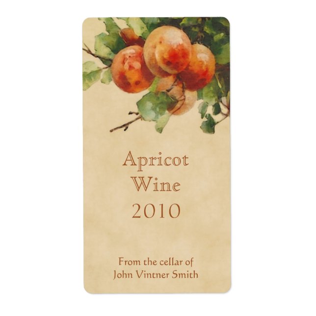 Apricot wine bottle label (Front)