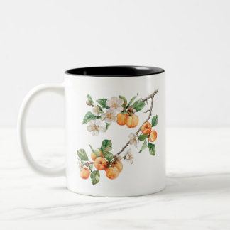 Apricots Mug: Rustic Fruit Kitchen Decor Two-Tone Coffee Mug