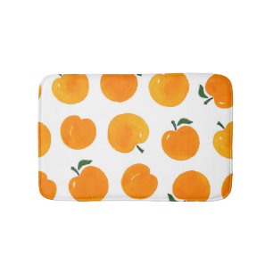 Apricots Watercolor White Background Vintage Bath Mat