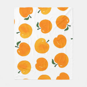 Apricots Watercolor White Background Vintage Fleece Blanket