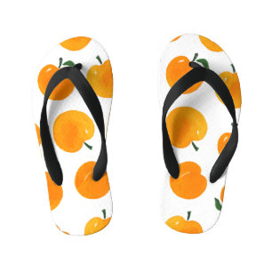 Apricots Watercolor White Background Vintage Kid's Flip Flops
