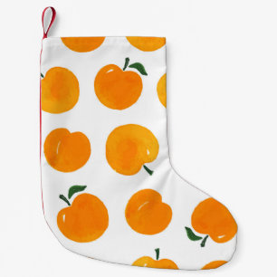 Apricots Watercolor White Background Vintage Small Christmas Stocking
