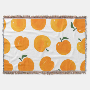 Apricots Watercolor White Background Vintage Throw Blanket