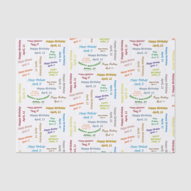 April, 11 Birthday Tissue Paper (Front)