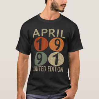 April 1991 Limited Edition 30 Years Old Birthday V T-Shirt