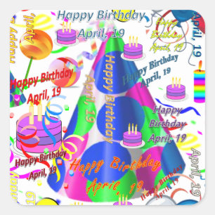 April, 19 Kids Birthday Stickers