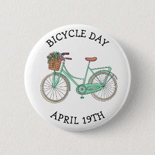 April 19th is Bicycle Day  6 Cm Round Badge