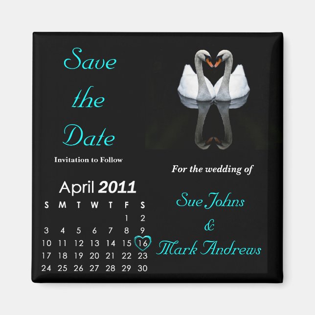 April 2011 Save the Date, Wedding Announcement Magnet (Front)