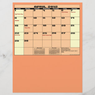 April. 2012 Calendar 13 Month Multipurpose Flyer. Flyer