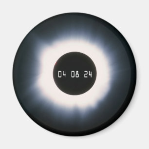 April 2024 Total Solar Eclipse in Black and White Magnet