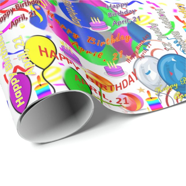 April, 21 Birthday Gift Wrapping Paper (Roll Corner)