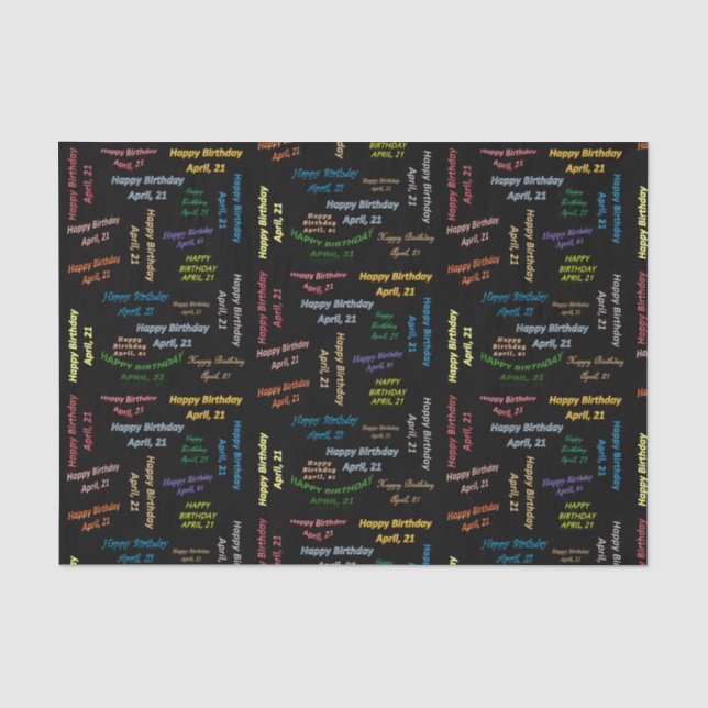 April, 21 Birthday Tissue Paper (Front)