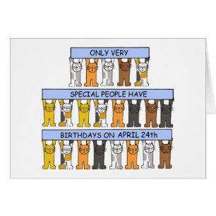 April 24th Birthday, Cartoon Cats.