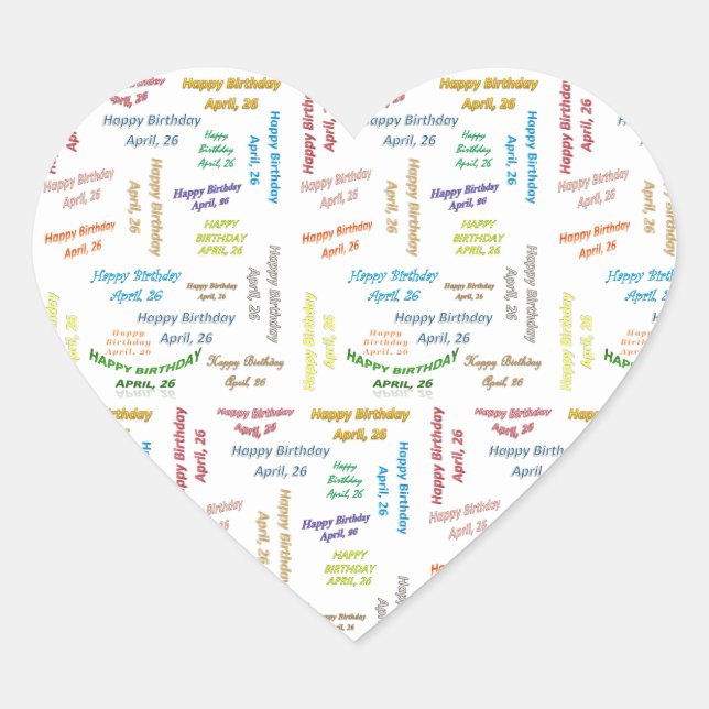 April, 26 Birthday Sticker (Front)