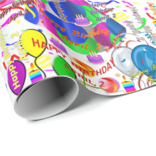 April, 2 Birthday Gift Wrapping Paper