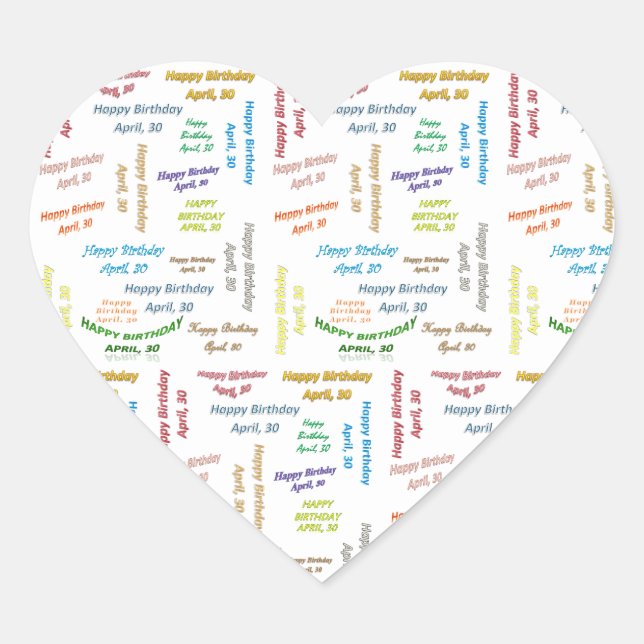 April, 30 Birthday Sticker (Front)