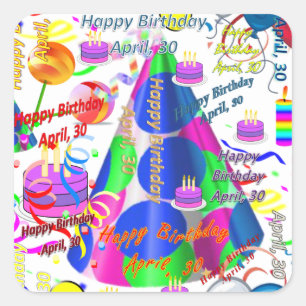 April, 30 Kids Birthday Stickers
