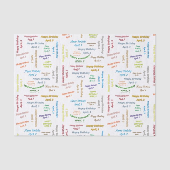 April, 3 Birthday Tissue Paper (Front)
