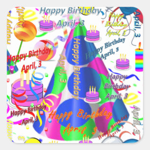 April, 3 Kids Birthday Stickers