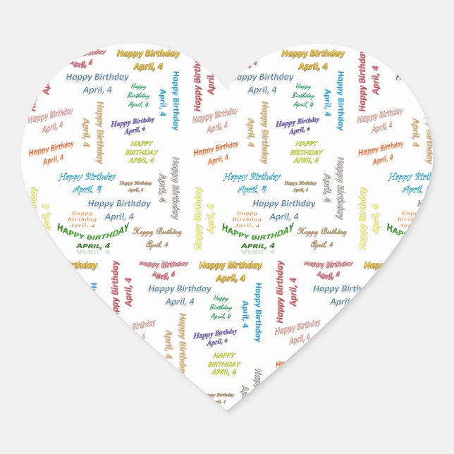 April, 4 Birthday Sticker (Front)