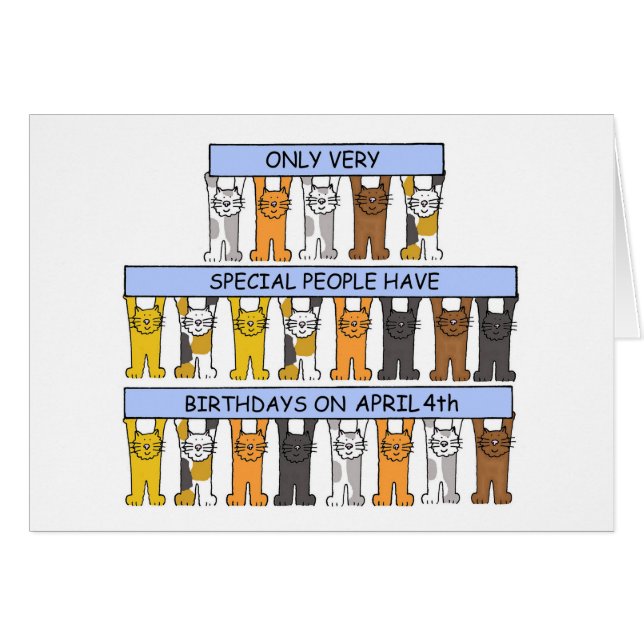 April 4th Birthday Cats (Front Horizontal)
