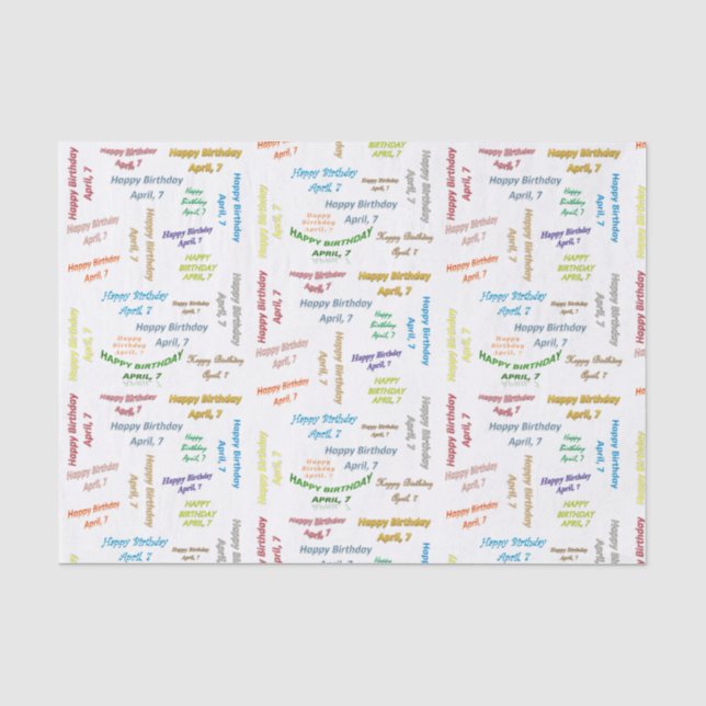 April, 7 Birthday Tissue Paper (Front)