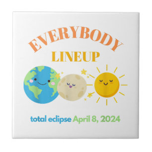 April 8 2024 Funny Earth Moon Sun Cute  Tile
