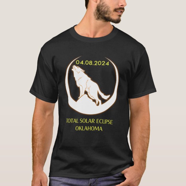 April 8 2024 Total Solar Eclipse Oklahoma Wolf Sun T-Shirt (Front)