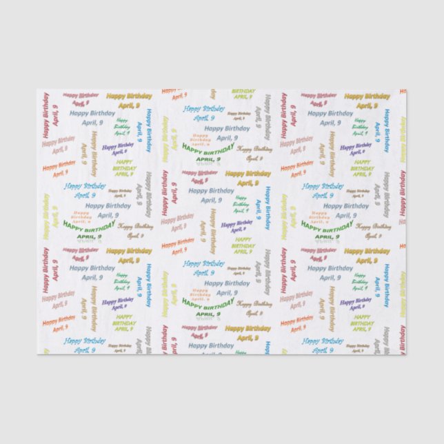 April, 9 Birthday Tissue Paper (Front)