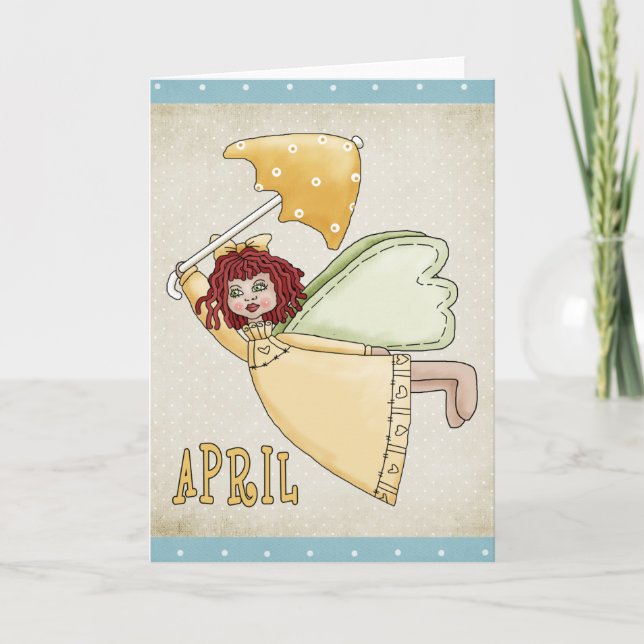 April Angel Blank Greeting Card (Front)