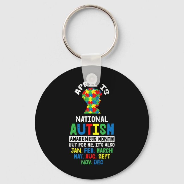 April Autism Awareness Gifts For Autistic Boys Puz Key Ring (Front)
