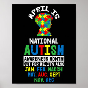 April Autism Awareness Gifts For Autistic Boys Puz Poster