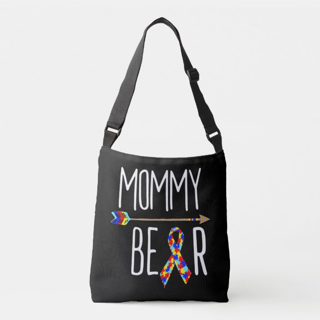April Autism Awareness Mummy Bear Crossbody Bag (Front)