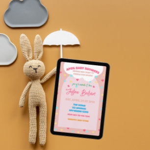 April Baby Shower May Baby Cuddle Raining Hearts Invitation