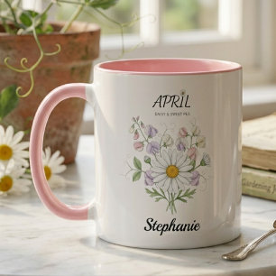 April Birth Flower Botanical Sister Birthday Gift Mug