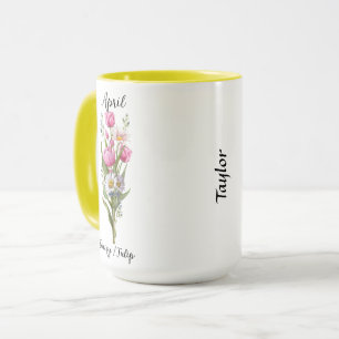 April Birth Flower Daisy and Tulip Mug