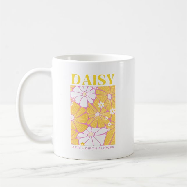 APRIL BIRTH FLOWER DAISY  COFFEE MUG (Left)