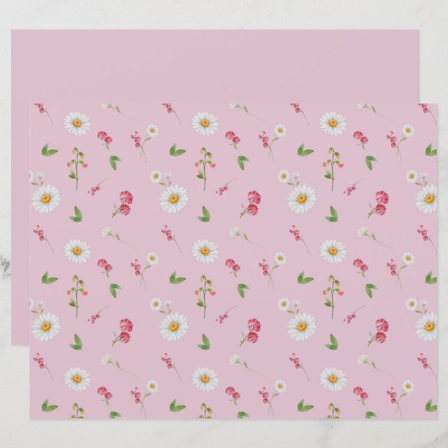 April Birth Flower Daisy Sweet Pea Scrapbook Paper (Front/Back)