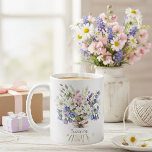 April Birth Flower Mug   Daisies & Sweet Peas