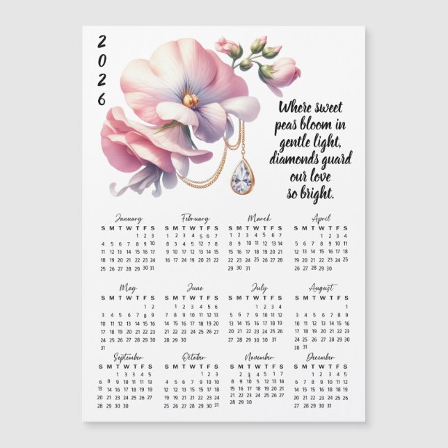 April Birth Flower & Stone Calendar (Front)