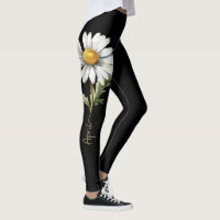 April Birth Flower, White Daisy on Black