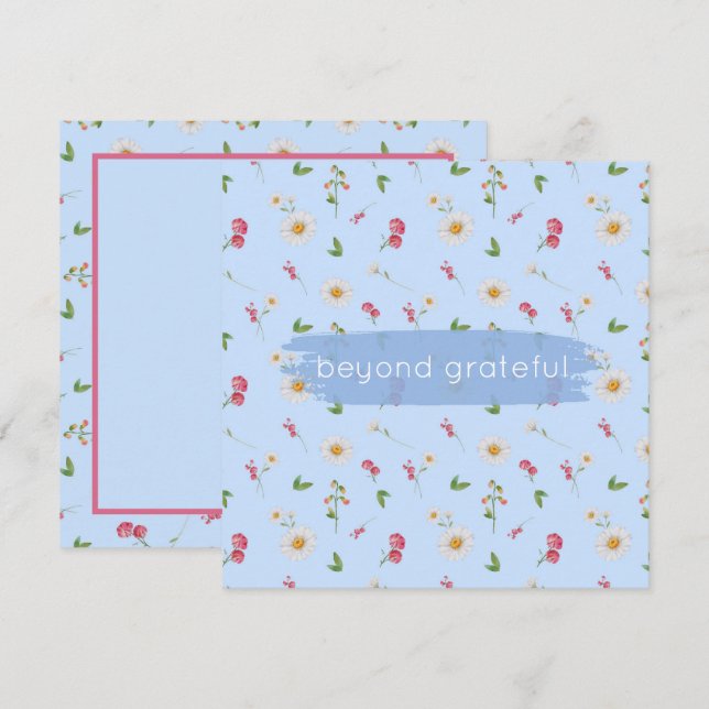 April Birth Flowers Daisy Sweet Pea Grateful  Thank You Card (Front/Back)