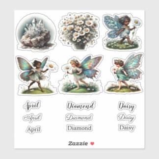 April Birth Month Birth Flower Sticker Set